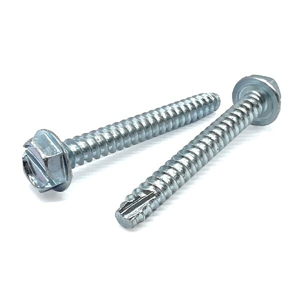 Boltsandnuts.Com Thread Cutting Screw, #8-18 x 1 in, Zinc Plated Flange Hex Head Slotted Drive, 100 PK 8D100SHWMSZ/BT-100 - main